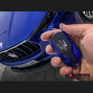 Maserati Levante Key Fob Cover - Carbon Fiber - Blue Candy